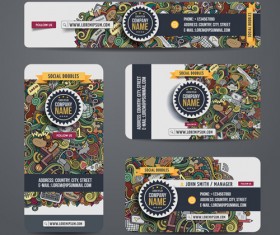 Ethnic style floral pattern cards vector set 03