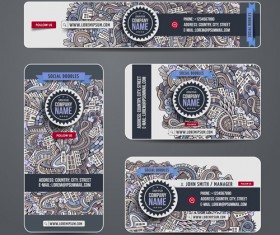 Ethnic style floral pattern cards vector set 05