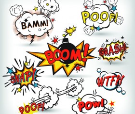 Explosion style speech bubbles vector material 01