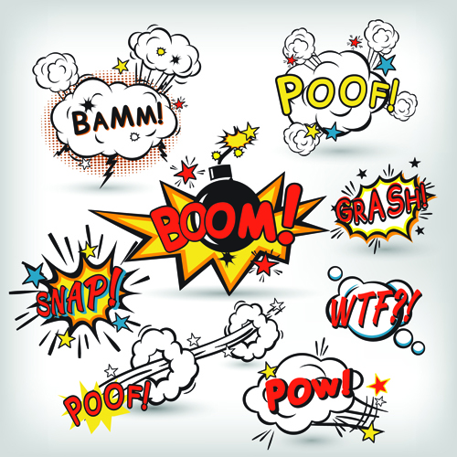Explosion style speech bubbles vector material 01