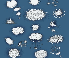 Explosion style speech bubbles vector material 03