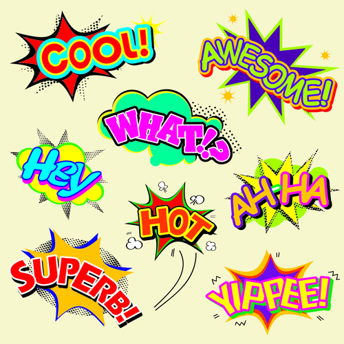 Explosion style speech bubbles vector material 05