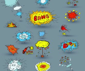Explosion style speech bubbles vector material 06
