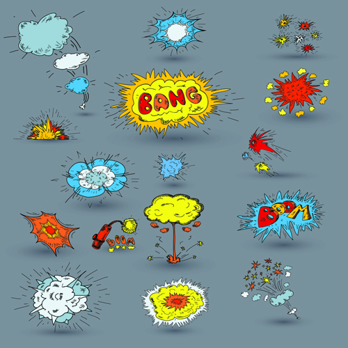 Explosion style speech bubbles vector material 06