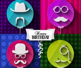 Flat balloon with happy birthday background vector 01