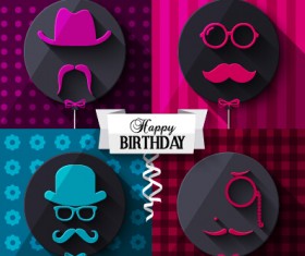 Flat balloon with happy birthday background vector 02