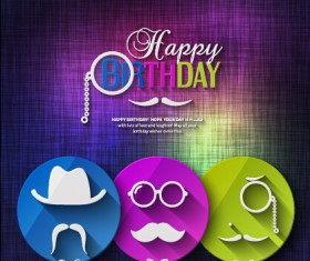 Flat balloon with happy birthday background vector 05