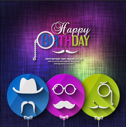Flat balloon with happy birthday background vector 05