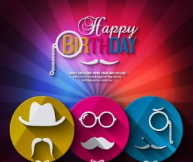 Flat balloon with happy birthday background vector 06