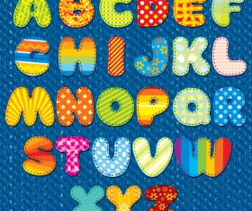 Floral fabric alphabet vector