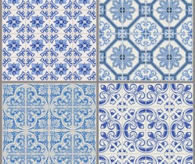 Floral pattern seamless vector blue style
