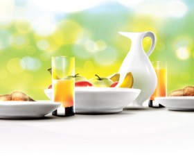Fruits with breakfast vector graphics 03