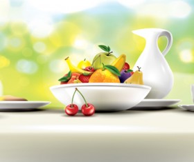 Fruits with breakfast vector graphics 04