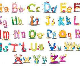 Funny cartoon alphabet vector graphics