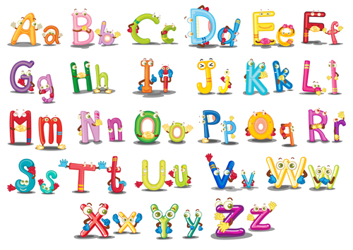 Funny cartoon alphabet vector graphics free download