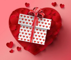 Gift box and heart red vector