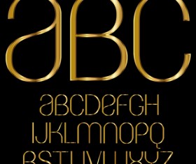 Glossy golden alphabet and numbers vector 02