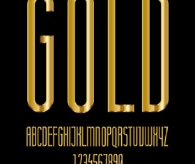 Glossy golden alphabet and numbers vector 07