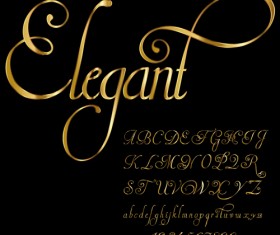 Glossy golden alphabet and numbers vector 09