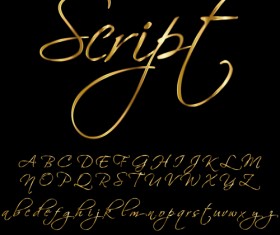 Glossy golden alphabet and numbers vector 10