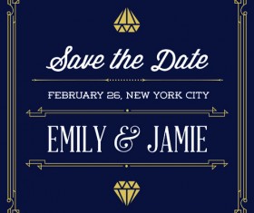 Golden frame with Invitation cards vector 04