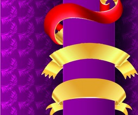 Golden with red ribbon vector banners