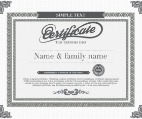 Gray style certificate and diploma template vector 01