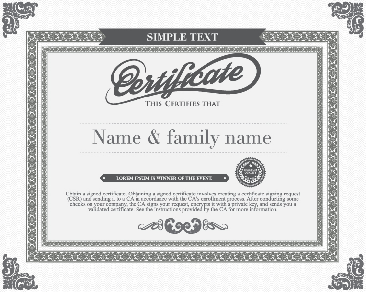 Gray style certificate and diploma template vector 01
