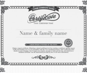 Gray style certificate and diploma template vector 02