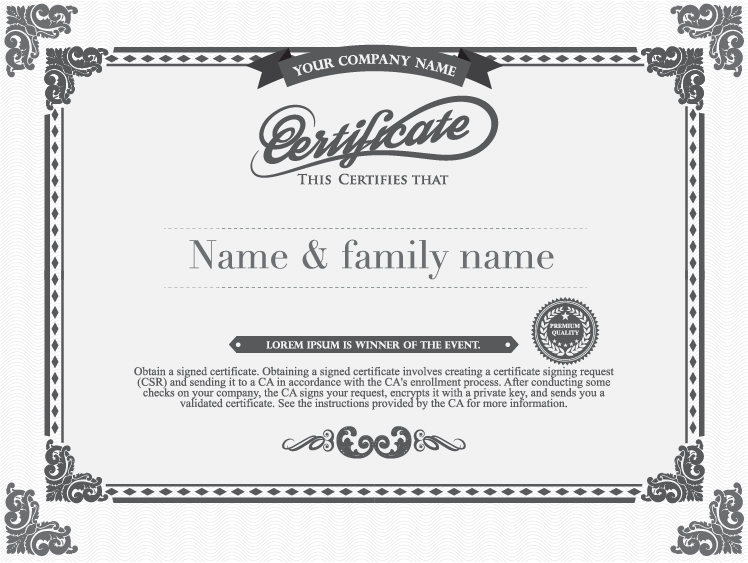 Gray style certificate and diploma template vector 02