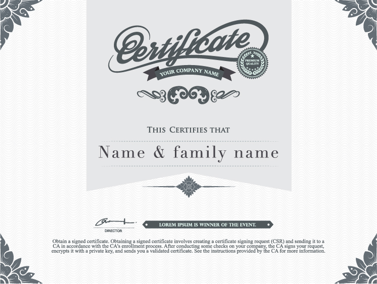 Gray style certificate and diploma template vector 04