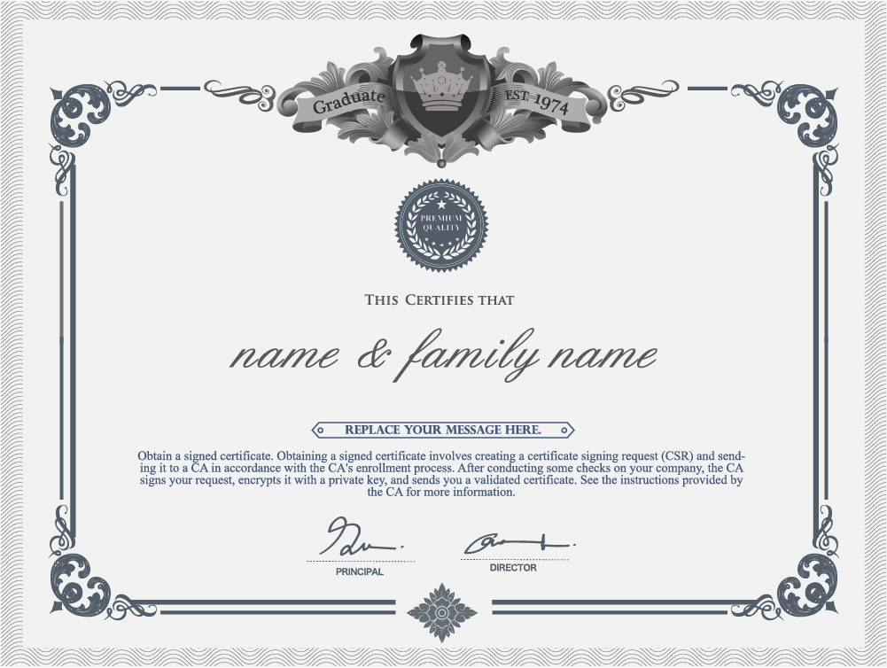 Gray style certificate and diploma template vector 05
