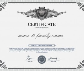 Gray style certificate and diploma template vector 06