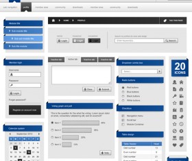 Gray with blue website template vector material