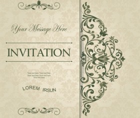 Green floral Invitation cards vector set 03