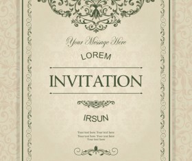 Green floral Invitation cards vector set 04