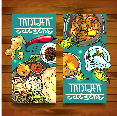Hand drawn Indian food elements vector 02