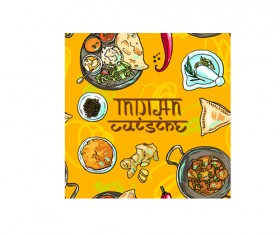 Hand drawn Indian food elements vector 03
