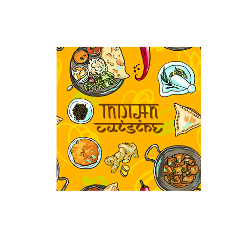 Hand drawn Indian food elements vector 03