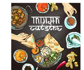 Hand drawn Indian food elements vector 04