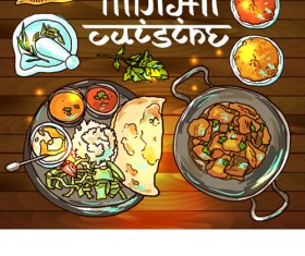 Hand drawn Indian food elements vector 06