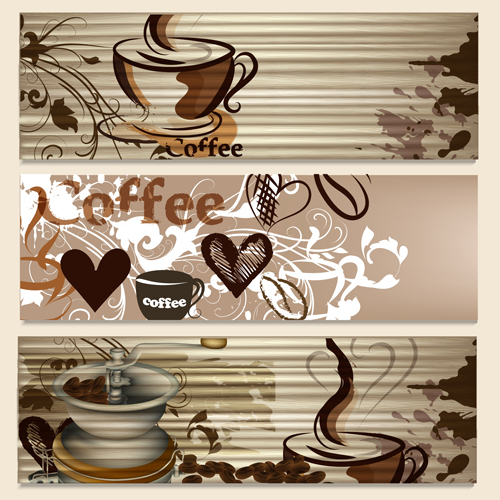 Hand drawn coffee banner elements vector 01