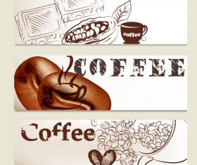 Hand drawn coffee banner elements vector 02