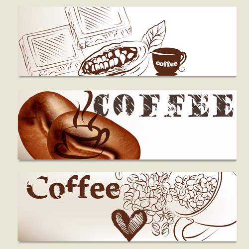 Hand drawn coffee banner elements vector 02