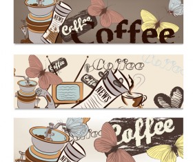 Hand drawn coffee banner elements vector 03