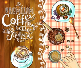 Hand drawn coffee elements background art 01