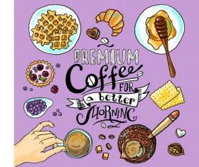 Hand drawn coffee elements background art 02