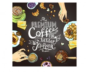 Hand drawn coffee elements background art 03