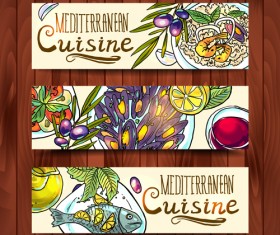 Hand drawn food vector banners set 01
