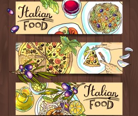 Hand drawn food vector banners set 02